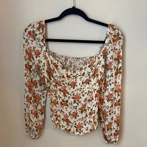 Reformation Juliette Floral Smocked Back Puff Sleeve Top Size 10